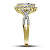 14kt Yellow Gold Womens Round Diamond Right Hand Cluster Ring 1.00 Cttw
