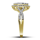 14kt Yellow Gold Womens Round Diamond Right Hand Cluster Ring 1.00 Cttw