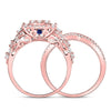 14kt Rose Gold Womens Round Diamond Bridal Wedding Engagement Ring Band Set 1.00 Cttw