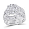 14kt White Gold Womens Princess Diamond Bridal Wedding Engagement Ring Band Set 2-1/2 Cttw