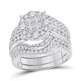 14kt White Gold Womens Princess Diamond Bridal Wedding Engagement Ring Band Set 2-1/2 Cttw