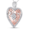 14kt Two-tone Gold Womens Round Diamond Cluster Heart Pendant 1/2 Cttw