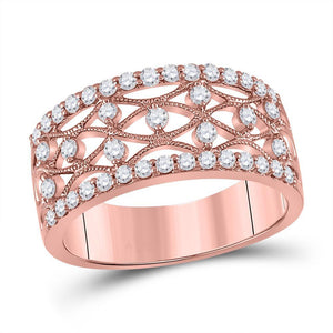 14kt Rose Gold Womens Round Diamond 5-Stone Anniversary Band Ring 5/8 Cttw