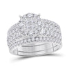 14kt White Gold Womens Princess Diamond Bridal Wedding Engagement Ring Band Set 1-3/4 Cttw
