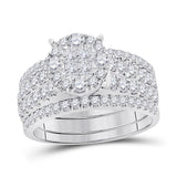 14kt White Gold Womens Princess Diamond Bridal Wedding Engagement Ring Band Set 1-3/4 Cttw
