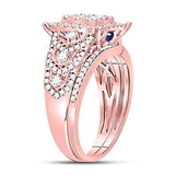 14kt Rose Gold Womens Round Diamond Bridal Wedding Engagement Ring Band Set 1.00 Cttw