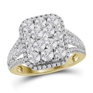 14kt Yellow Gold Womens Round Diamond Right Hand Cluster Ring 1-3/4 Cttw