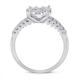 14kt White Gold Womens Round Diamond Flower Cluster Ring 1.00 Cttw