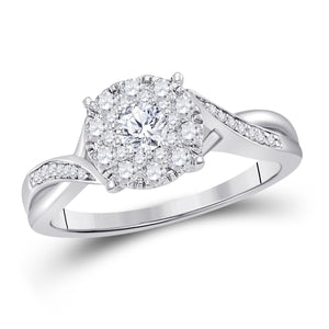 14kt White Gold Womens Round Diamond Solitaire Bridal Wedding Engagement Ring 1/2 Cttw