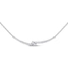 14kt White Gold Womens Round Diamond Bar 2-stone Necklace 1/2 Cttw