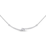 14kt White Gold Womens Round Diamond Bar 2-stone Necklace 1/2 Cttw