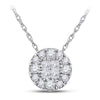 14kt White Gold Womens Princess Diamond Fashion Cluster Pendant 1/4 Cttw