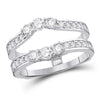 14kt White Gold Womens Round Diamond Wrap Ring Guard Enhancer 1.00 Cttw