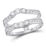 14kt White Gold Womens Round Diamond Wrap Ring Guard Enhancer 1.00 Cttw