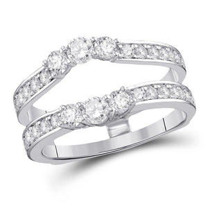 14kt White Gold Womens Round Diamond Wrap Ring Guard Enhancer 1.00 Cttw
