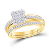 14kt Yellow Gold Womens Princess Diamond Bridal Wedding Engagement Ring Band Set 1/2 Cttw