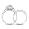 14kt White Gold Womens Round Diamond Bridal Wedding Engagement Ring Band Set 1.00  (Certified)