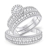 14kt White Gold His Hers Round Diamond Solitaire Matching Bridal Wedding Ring Band Set 2.00 Cttw (Certified)