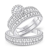 14kt White Gold His Hers Round Diamond Solitaire Matching Bridal Wedding Ring Band Set 2.00 Cttw (Certified)