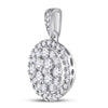 14kt White Gold Womens Round Diamond Halo Cluster Pendant 1.00 Cttw