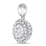 14kt White Gold Womens Round Diamond Flower Cluster Pendant 1/2 Cttw