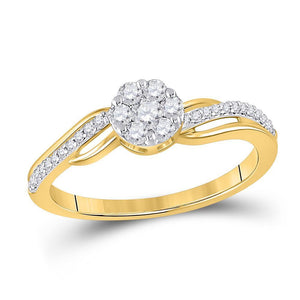 14kt Yellow Gold Womens Round Diamond Flower Cluster Fashion Ring 1/3 Cttw