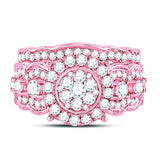 14kt Rose Gold Womens Round Diamond Bridal Wedding Engagement Ring Band Set 2.00 Cttw
