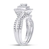 14kt White Gold Womens Round Diamond Bridal Wedding Engagement Ring Band Set 1.00 Cttw (Certified)
