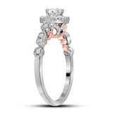 14kt Two-tone White Rose Gold Womens Round Diamond Solitaire Bridal Wedding Engagement Ring 3/4 Cttw (Certified)