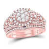 14kt Rose Gold Womens Round Diamond Bridal Wedding Engagement Ring Band Set 1.00 Cttw