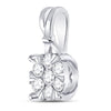 14kt White Gold Womens Round Diamond Flower Cluster Pendant 1/3 Cttw
