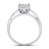 14kt White Gold Womens Princess Diamond Cluster Bridal Wedding Engagement Ring 1/4 Cttw