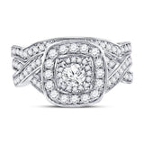 14kt Rose Gold Womens Round Diamond Bridal Wedding Engagement Ring Band Set 1.00 Cttw (Certified)