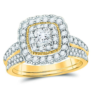 14kt Yellow Gold Womens Round Diamond Bridal Wedding Engagement Ring Band Set 1.00 Cttw (Certifed)