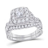 14kt White Gold Womens Princess Diamond Bridal Wedding Engagement Ring Band Set 2.00 Cttw (Certified)