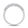 14kt White Gold Womens Round Diamond Triple Row Chevron Band Ring 1.00 Cttw