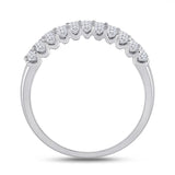 14kt White Gold Womens Round Diamond Triple Row Chevron Band Ring 1.00 Cttw