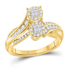 14kt Yellow Gold Womens Princess Diamond Cluster Bridal Wedding Engagement Ring 1/2 Cttw