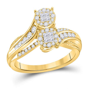 14kt Yellow Gold Womens Princess Diamond Cluster Bridal Wedding Engagement Ring 1/2 Cttw