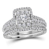 14kt White Gold Womens Round Diamond Bridal Wedding Engagement Ring Band Set 1.00 Cttw (Certified)