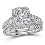 14kt White Gold Womens Round Diamond Bridal Wedding Engagement Ring Band Set 1.00 Cttw (Certified)