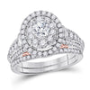 14kt Two-tone Gold Womens Round Diamond Bridal Wedding Engagement Ring Band Set 1-1/2 Cttw (Certified)