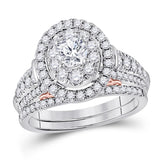 14kt Two-tone Gold Womens Round Diamond Bridal Wedding Engagement Ring Band Set 1-1/2 Cttw (Certified)