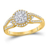 14kt Yellow Gold Womens Round Diamond Halo Solitaire Ring 1/2 Cttw