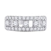 14kt White Gold Womens Round Diamond Right Hand Three-Row Band Ring 1.00 Cttw