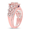 14kt Rose Gold Womens Round Diamond Bridal Wedding Engagement Ring Band Set 1.00 Cttw