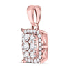 14kt Rose Gold Womens Round Diamond Rectangular Cluster Pendant 1/4 Cttw
