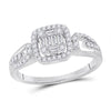 14kt White Gold Womens Baguette Diamond Fashion Cluster Ring 3/8 Cttw