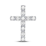 14kt White Gold Womens Round Diamond Religious Cross Pendant 1/4 Cttw