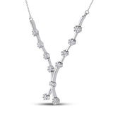14kt White Gold Womens Round Diamond Flower Cluster Cocktail Necklace 1.00 Cttw